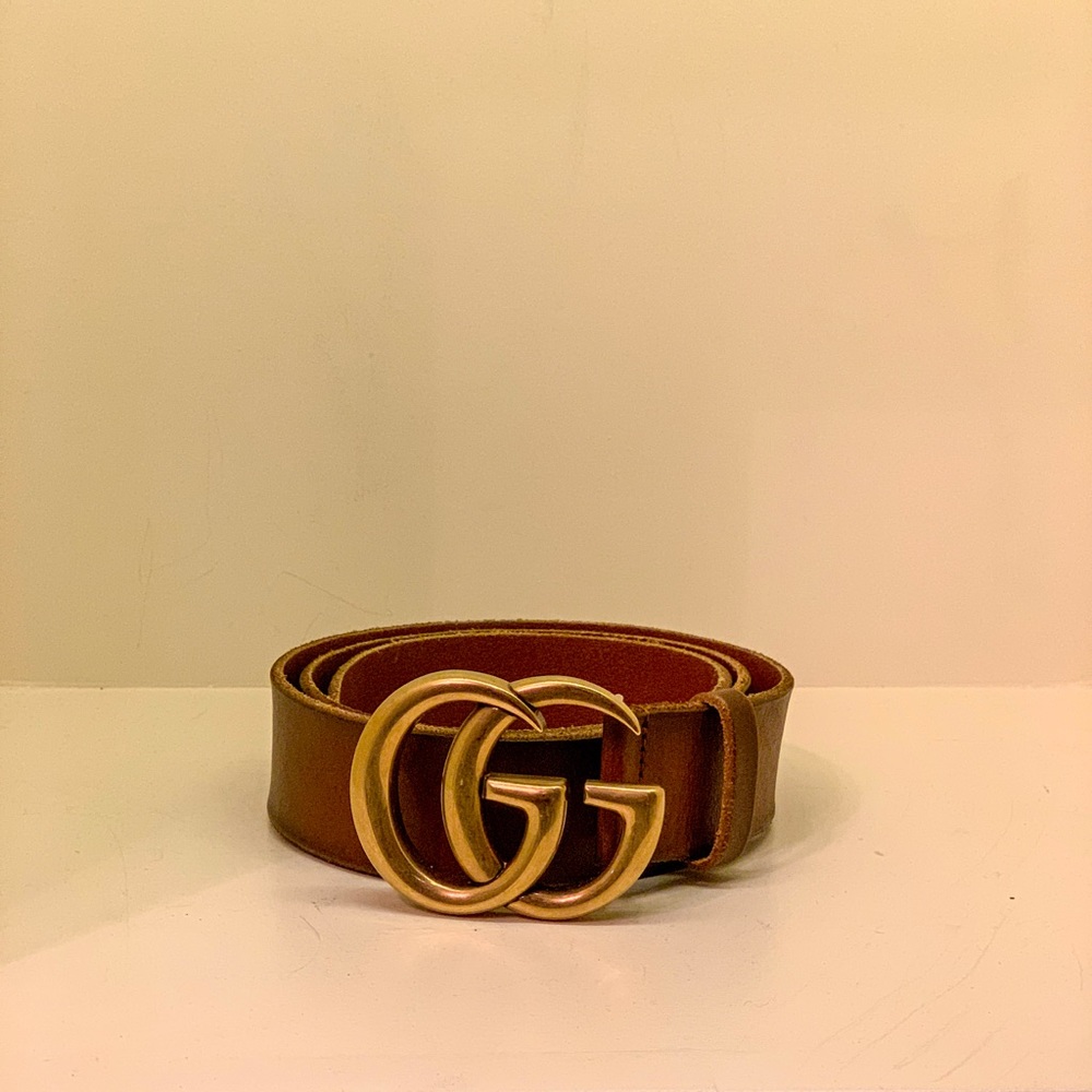 Gucci brown faded leather belt 1.5” size 90